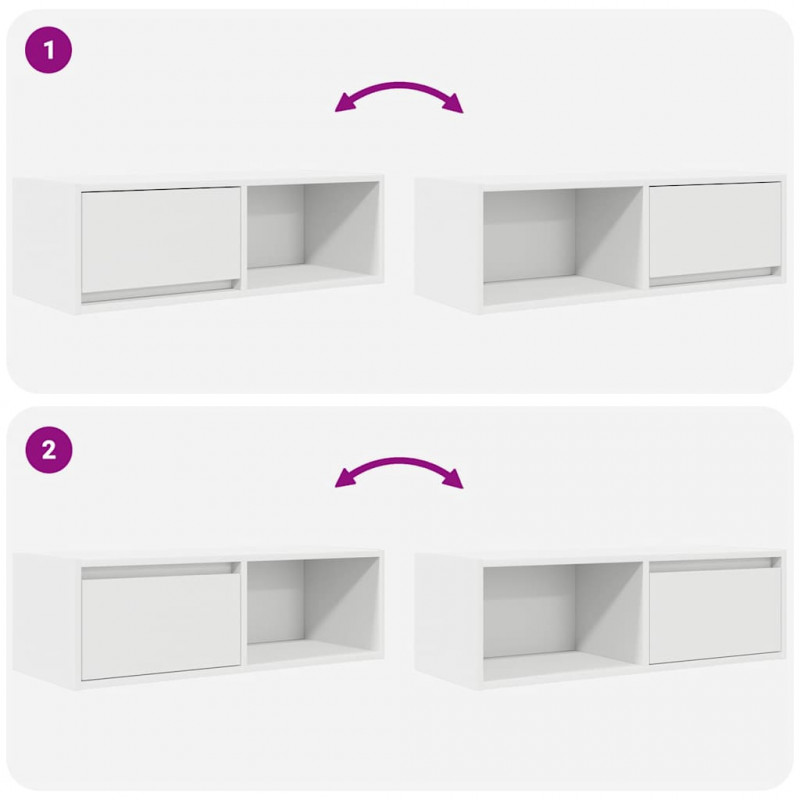 Szafki pod TV 2 szt. Białe 80x31x25,5 cm Drewno klejone
