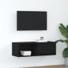 Szafka RTV Czarny Dąb 80x31x25,5 cm Drewno klejone