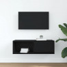 Szafka RTV Czarny Dąb 80x31x25,5 cm Drewno klejone
