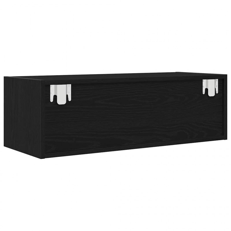 Szafka RTV Czarny Dąb 80x31x25,5 cm Drewno klejone