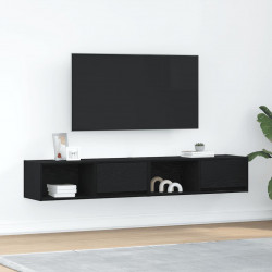 Szafki RTV 2 szt. Dąb czarny 80x31x25,5 cm Drewno klejone