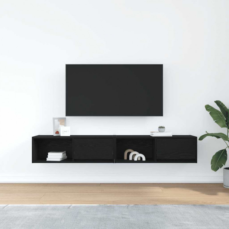 Szafki RTV 2 szt. Dąb czarny 80x31x25,5 cm Drewno klejone