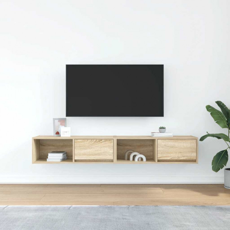 Szafki RTV 2 szt. Dąb Sonoma 80x31x25,5 cm Drewno klejone