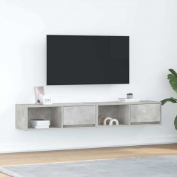 Szafki RTV 2 szt. Beton Szary 80x31x25,5 cm Drewno klejone