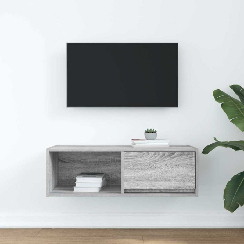 Szafka RTV Szara Sonoma 80x31x25,5 cm Drewno klejone