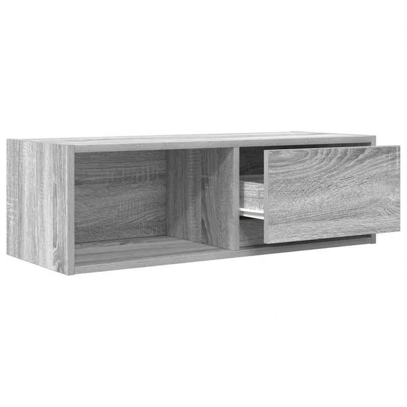 Szafka RTV Szara Sonoma 80x31x25,5 cm Drewno klejone