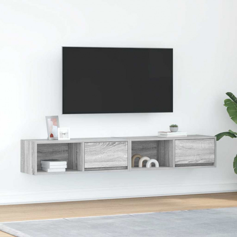 Szafki RTV 2 szt. Szary Sonoma 80x31x25,5 cm Drewno klejone