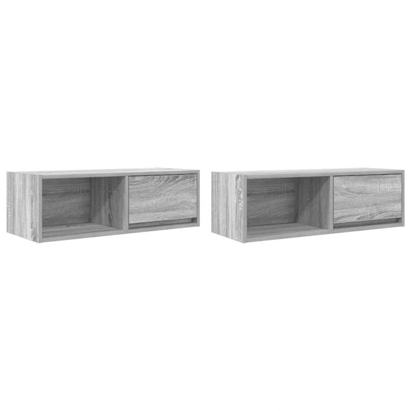 Szafki RTV 2 szt. Szary Sonoma 80x31x25,5 cm Drewno klejone