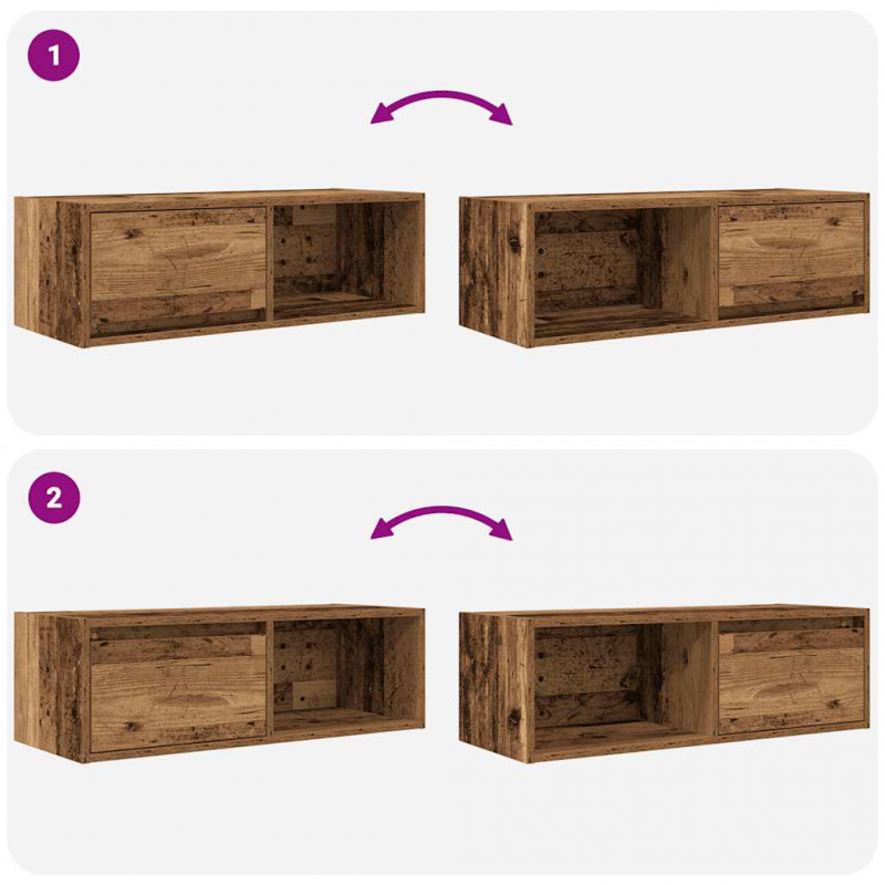 Szafki RTV 2 szt. Stare drewno 80x31x25,5 cm Drewno klejone