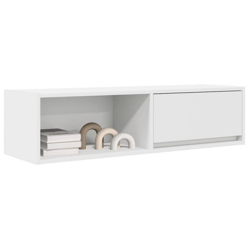 Szafka RTV Biała 100x31x25,5 cm Drewno klejone