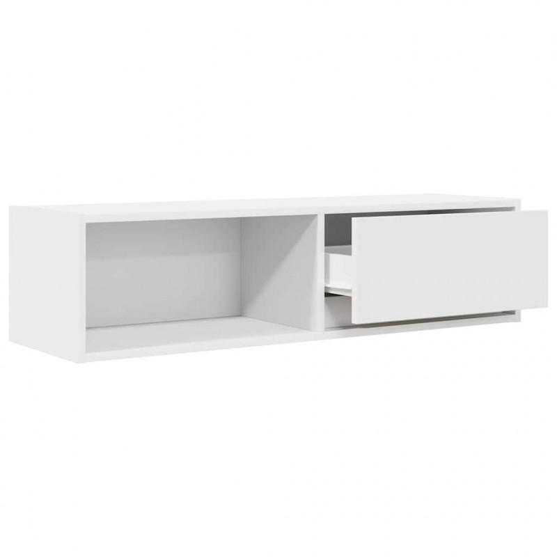 Szafka RTV Biała 100x31x25,5 cm Drewno klejone