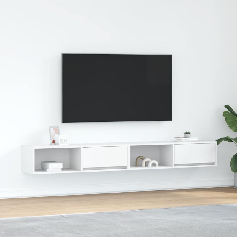 Szafki pod TV 2 szt. Białe 100x31x25,5 cm Drewno klejone
