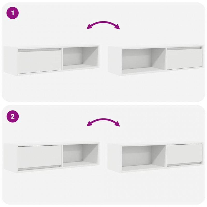 Szafki pod TV 2 szt. Białe 100x31x25,5 cm Drewno klejone
