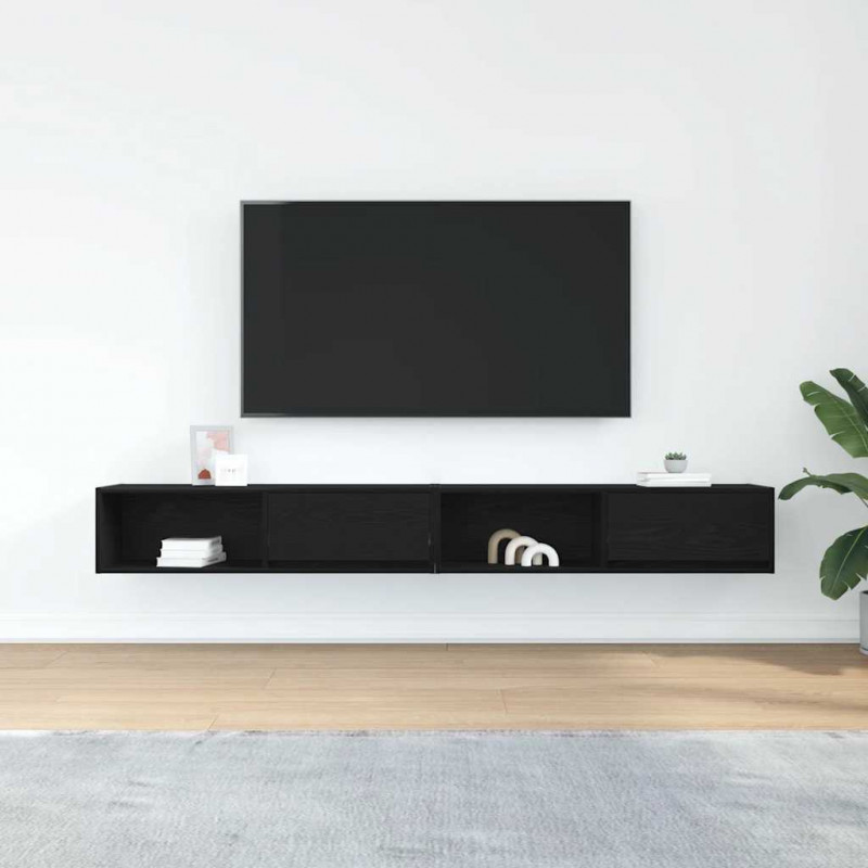 Szafki RTV 2 szt. Dąb czarny 100x31x25,5 cm Drewno klejone