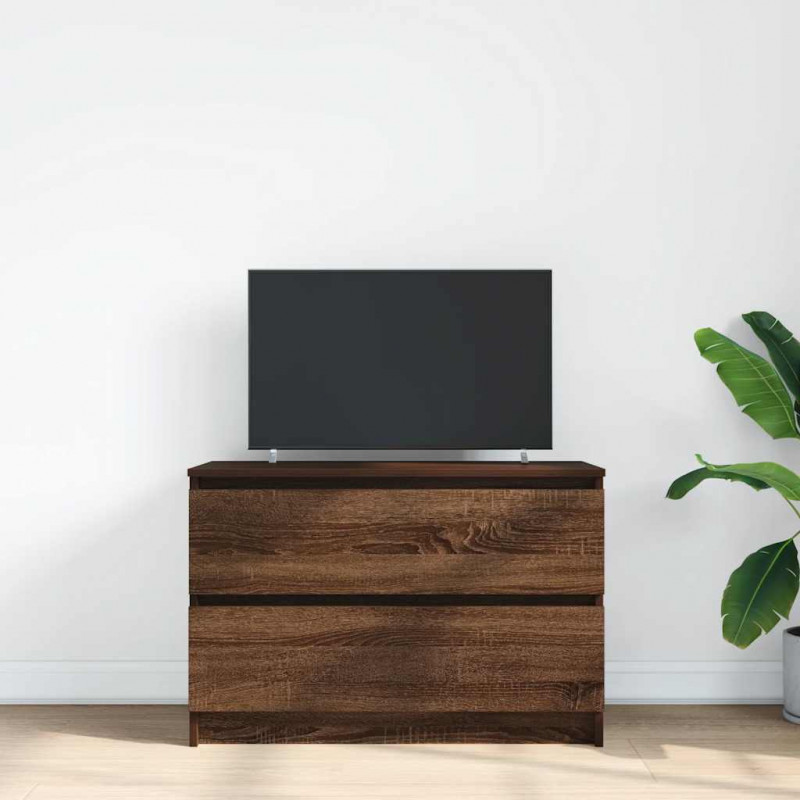 Szafka RTV Brązowy Dąb 80x35x54 cm Drewno klejone