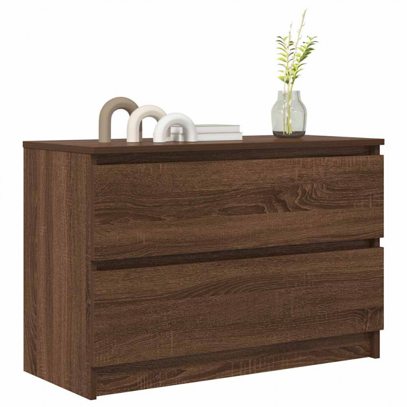 Szafka RTV Brązowy Dąb 80x35x54 cm Drewno klejone