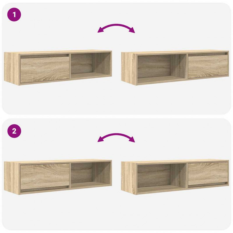 Szafka RTV Sonoma Oak 100x31x25,5 cm Drewno klejone