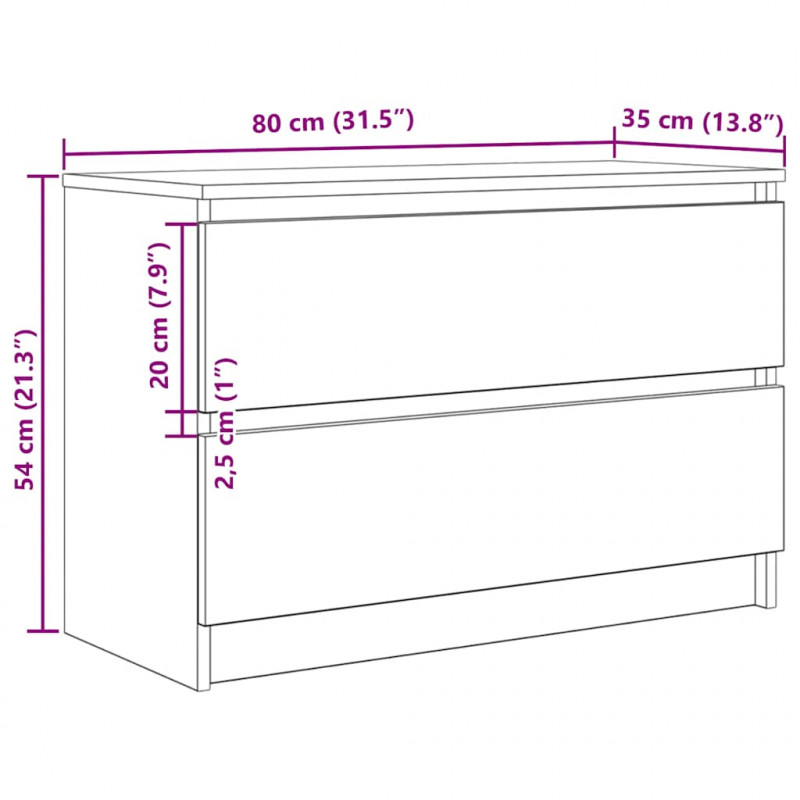 Szafka RTV Brązowy Dąb 80x35x54 cm Drewno klejone