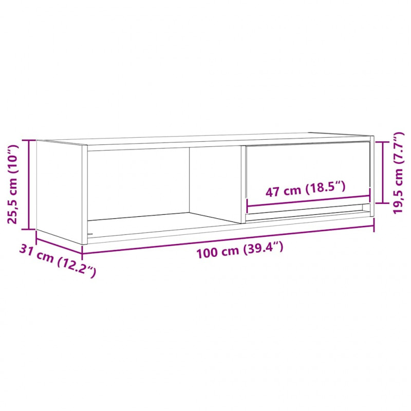 Szafka RTV Dąb wędzony 100x31x25,5 cm Drewno klejone