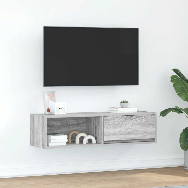 Szafka RTV Szara Sonoma 100x31x25,5 cm Drewno klejone