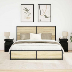 Szafka Nocna z szufladą 2 pcs Czarny Dąb 35 x 39 x 55 cm