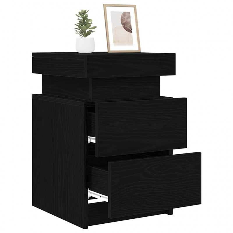 Szafka Nocna z szufladą 2 pcs Czarny Dąb 35 x 39 x 55 cm