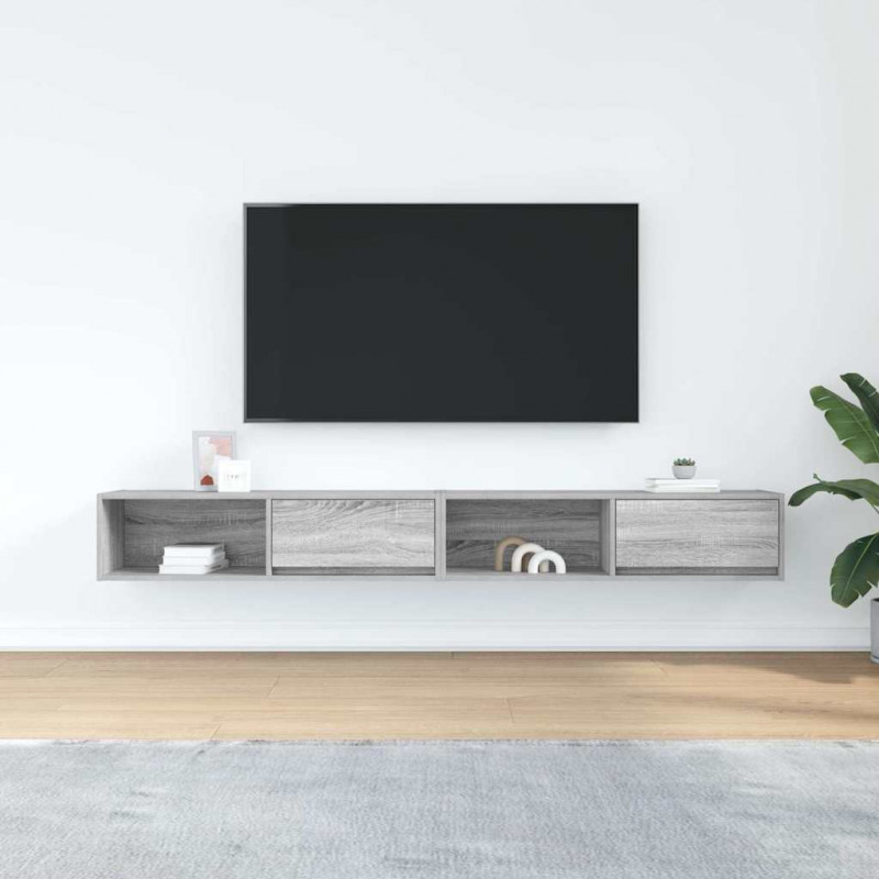 Szafki RTV 2 szt. Szary Sonoma 100x31x25,5 cm Drewno klejone