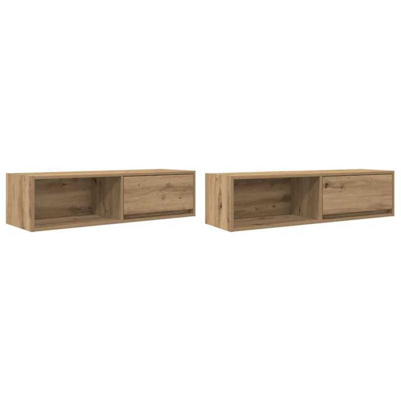 Szafki RTV 2 szt. Dąb Artisan 100x31x25,5 cm Drewno klejone