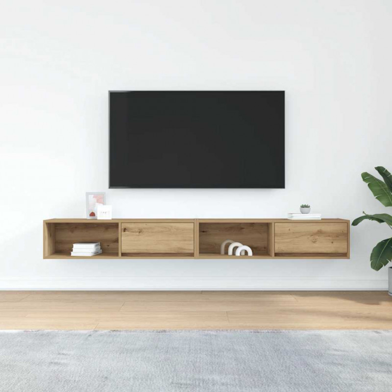 Szafki RTV 2 szt. Dąb Artisan 100x31x25,5 cm Drewno klejone