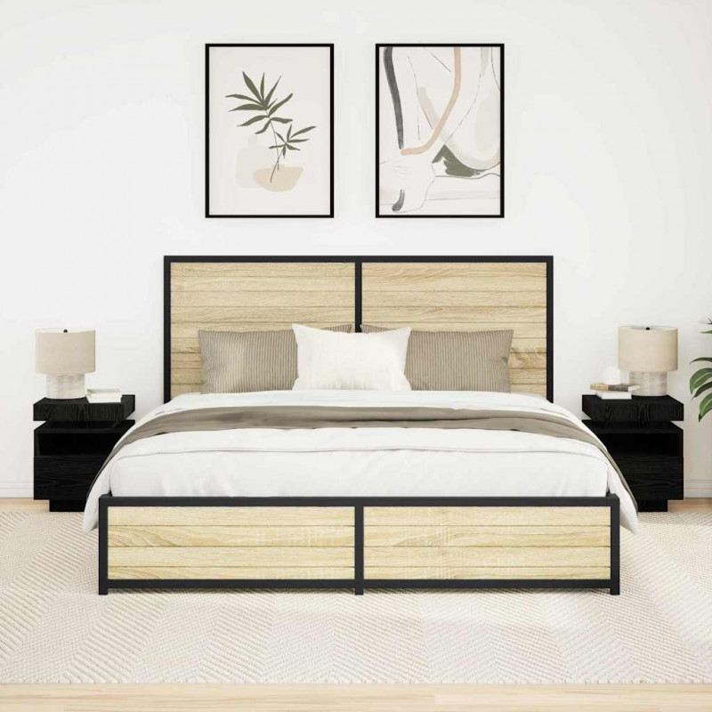 Szafka Nocna z szufladą 2 pcs Czarny Dąb 40 x 39 x 48,5 cm