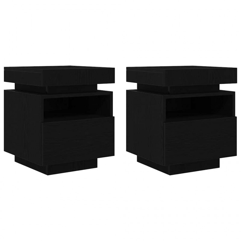 Szafka Nocna z szufladą 2 pcs Czarny Dąb 40 x 39 x 48,5 cm