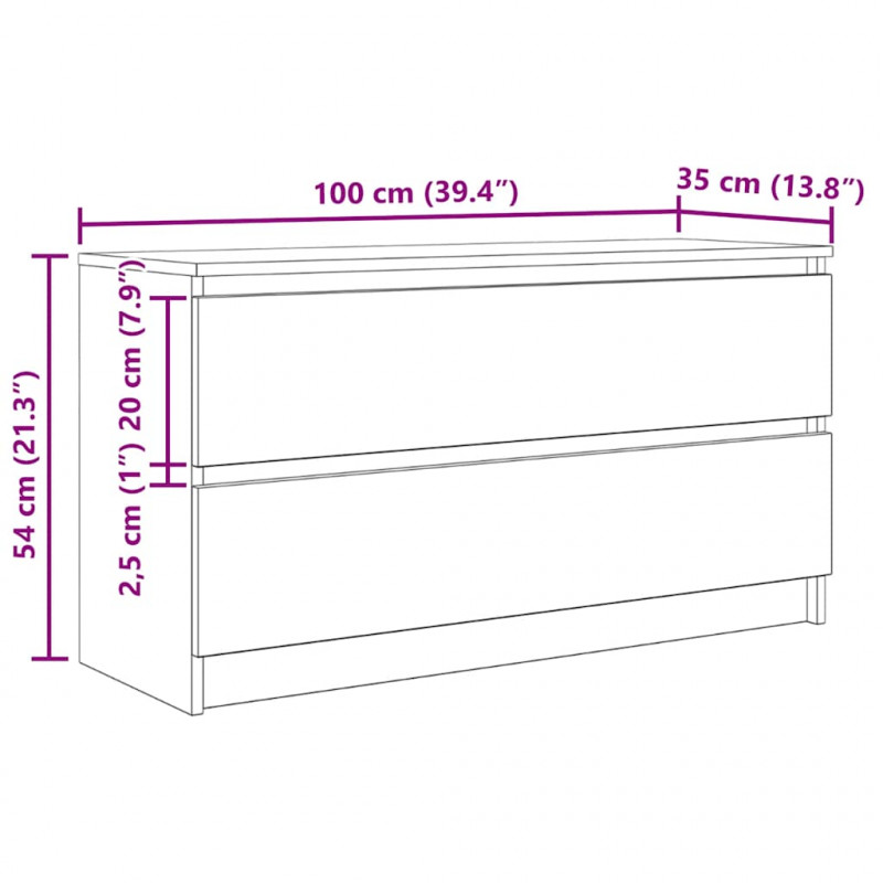 Szafka RTV Brązowy Dąb 100x35x54 cm Drewno klejone