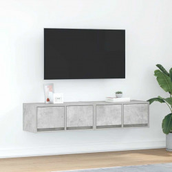 Szafki RTV 2 szt. Beton Szary 60x31x25,5 cm Drewno klejone