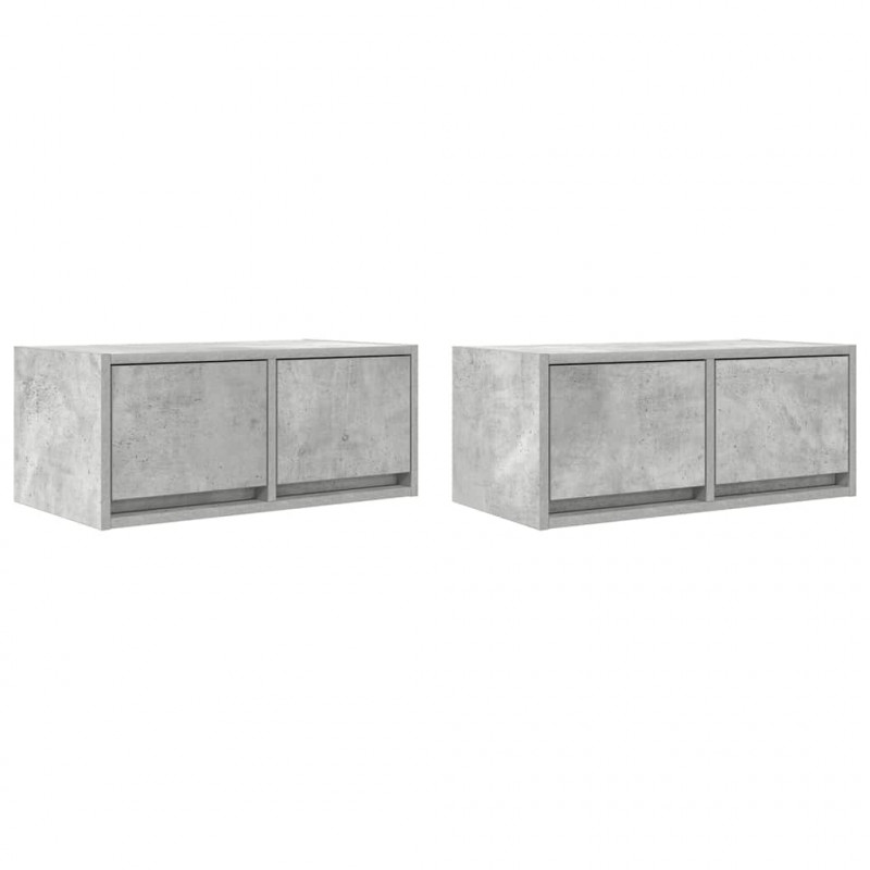 Szafki RTV 2 szt. Beton Szary 60x31x25,5 cm Drewno klejone