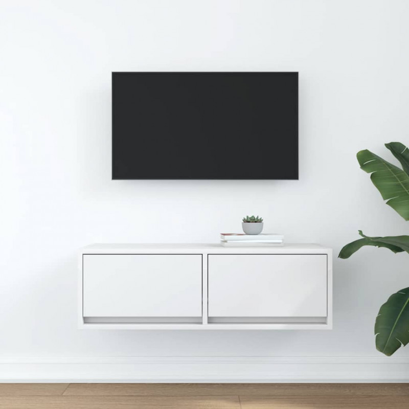 Szafka RTV Biała 80x31x25,5 cm Drewno klejone