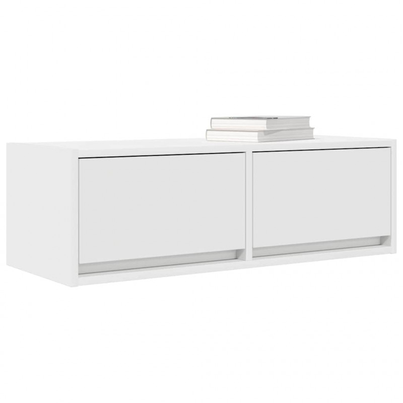 Szafka RTV Biała 80x31x25,5 cm Drewno klejone