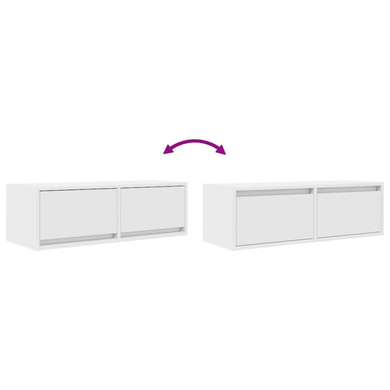 Szafka RTV Biała 80x31x25,5 cm Drewno klejone