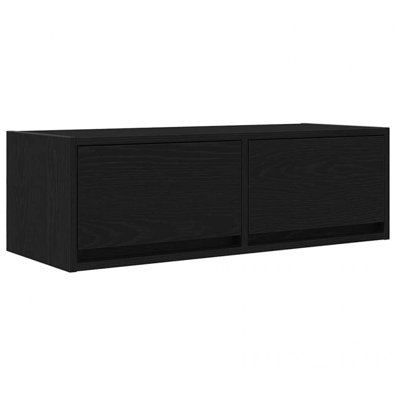 Szafka RTV Czarny Dąb 80x31x25,5 cm Drewno klejone