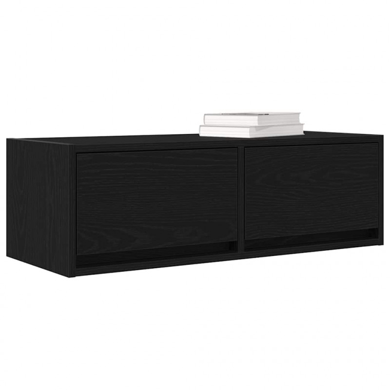 Szafka RTV Czarny Dąb 80x31x25,5 cm Drewno klejone
