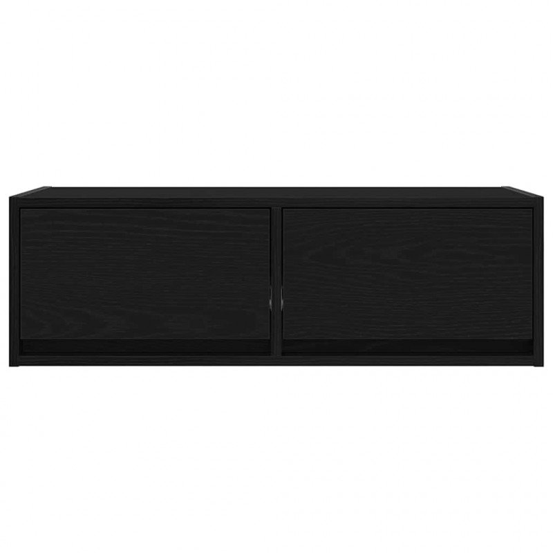 Szafka RTV Czarny Dąb 80x31x25,5 cm Drewno klejone