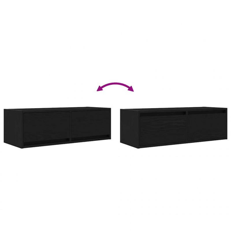 Szafka RTV Czarny Dąb 80x31x25,5 cm Drewno klejone