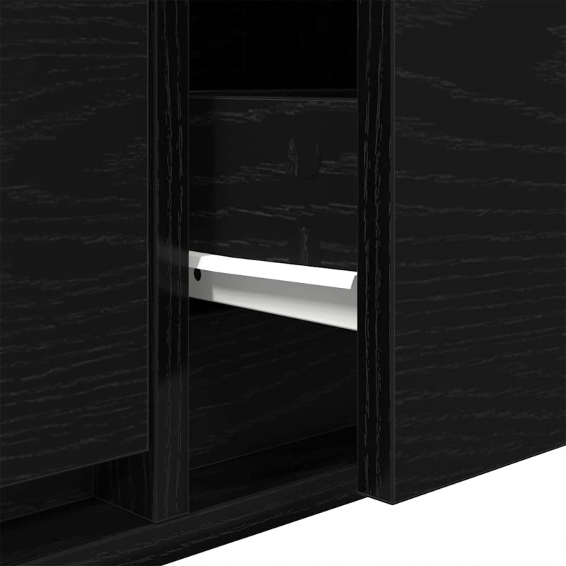 Szafka RTV Czarny Dąb 80x31x25,5 cm Drewno klejone