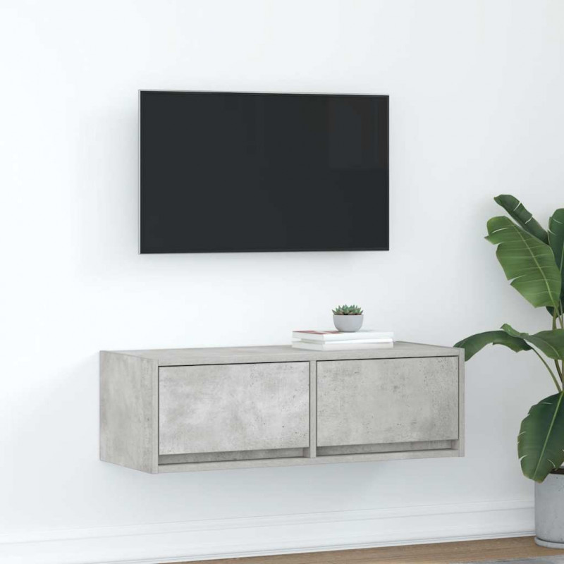 Szafka RTV Betonowa Szara 80x31x25,5 cm Drewno klejone