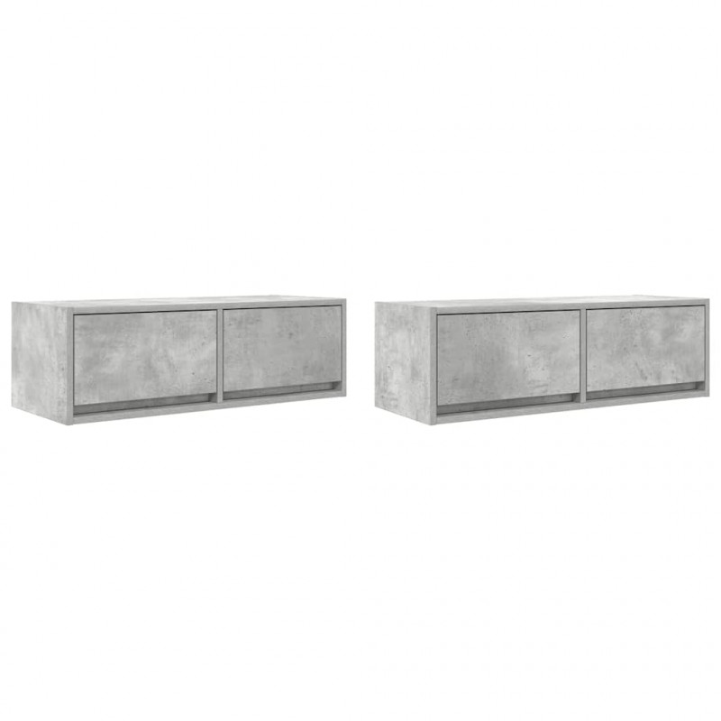 Szafki RTV 2 szt. Beton Szary 80x31x25,5 cm Drewno klejone