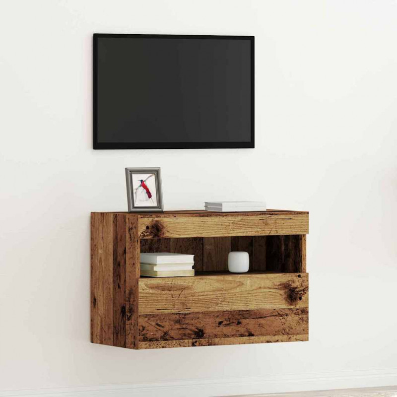 Szafka pod telewizor Ze LED Lights Stare drewno 60 x 30 x 40 cm