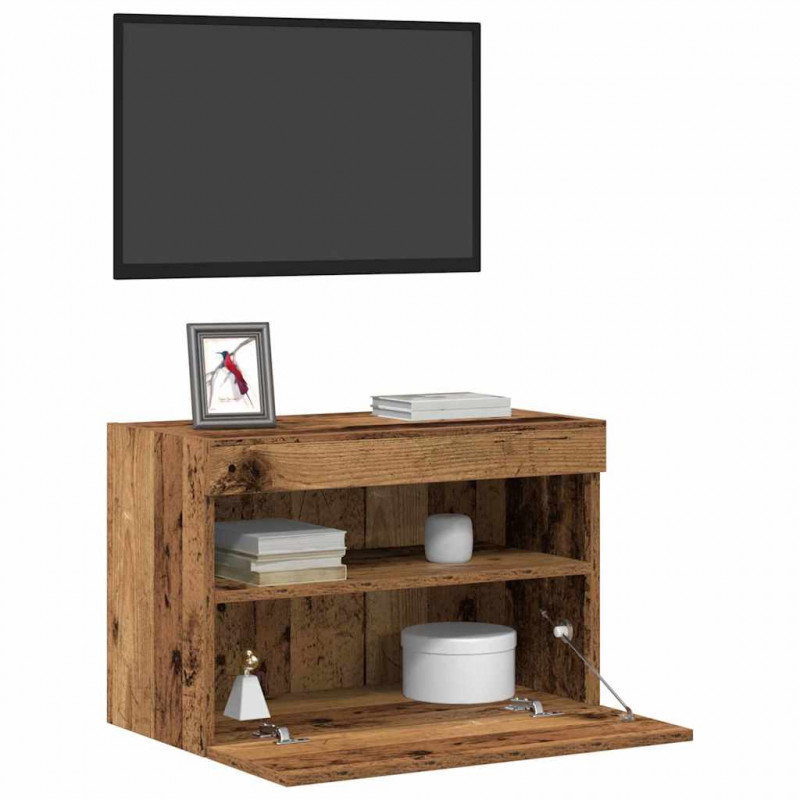 Szafka pod telewizor Ze LED Lights Stare drewno 60 x 30 x 40 cm