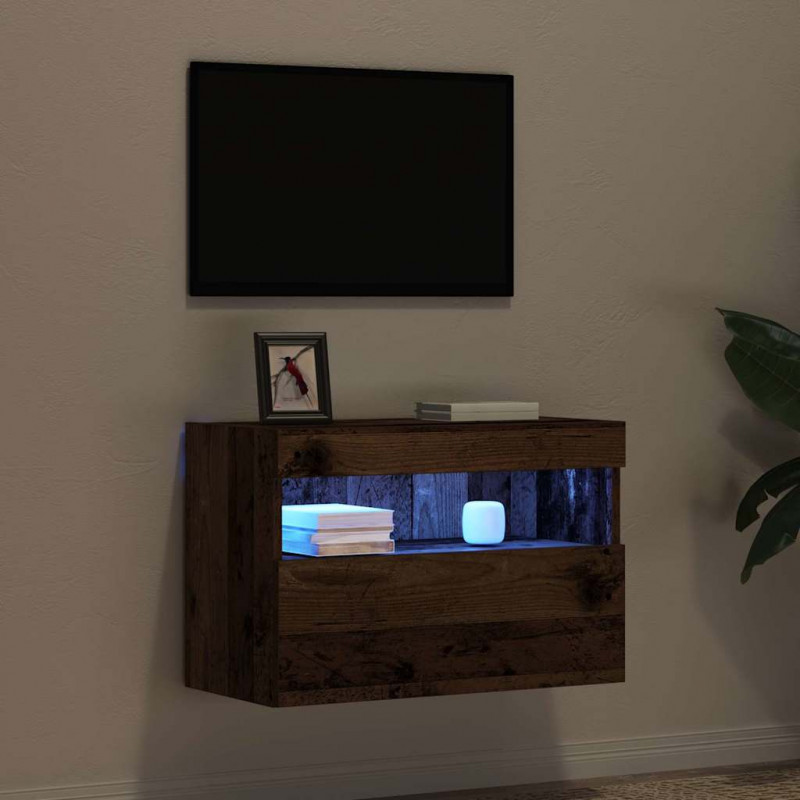 Szafka pod telewizor Ze LED Lights Stare drewno 60 x 30 x 40 cm