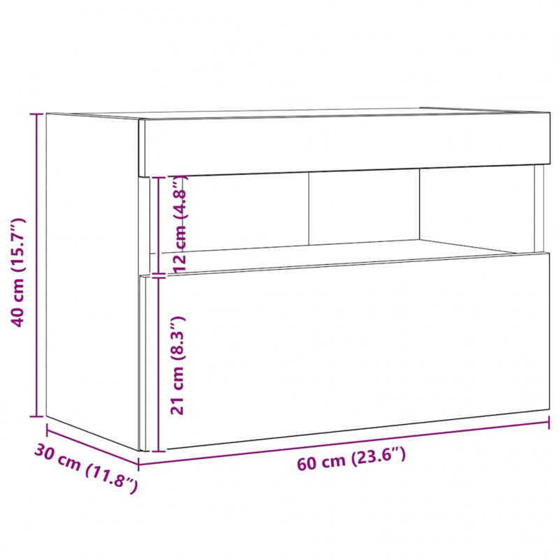 Szafka pod telewizor 2 pcs Stare drewno 60 x 30 x 40 cm