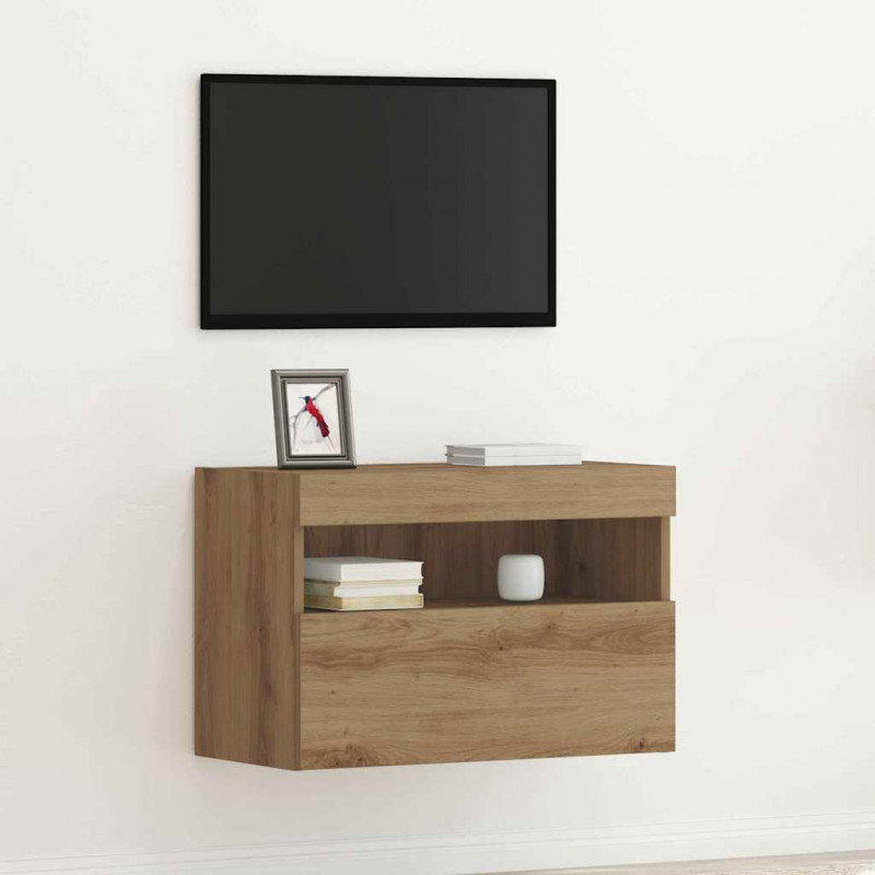Szafka pod telewizor Ze LED Lights dąb artisan 60 x 30 x 40 cm