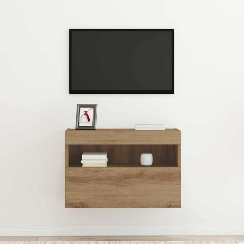 Szafka pod telewizor Ze LED Lights dąb artisan 60 x 30 x 40 cm